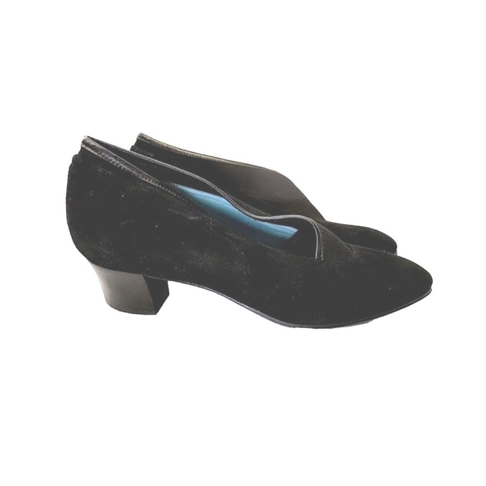 Vintage Thierry Rabotin Women's Black Suede Block Heel Pumps Career Size 38